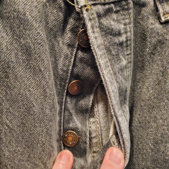👖 VINTAGE Levi's 501 Button Fly Straight Leg Jeans (W34 L34) Faded Black/Gray - Picture 6 of 6